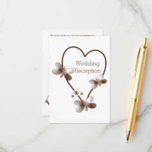 Chocolate Heart And Butterflies Wedding Reception Enclosure Card