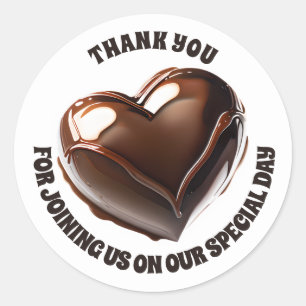 Chocolate heart candy favour thank you love sweet classic round sticker