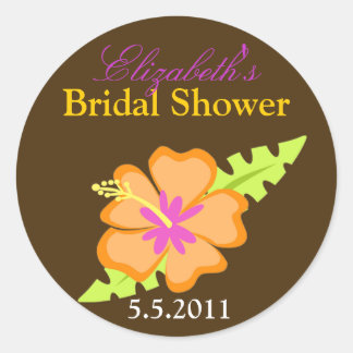Chocolate Hibiscus Customisable Favour Stickers