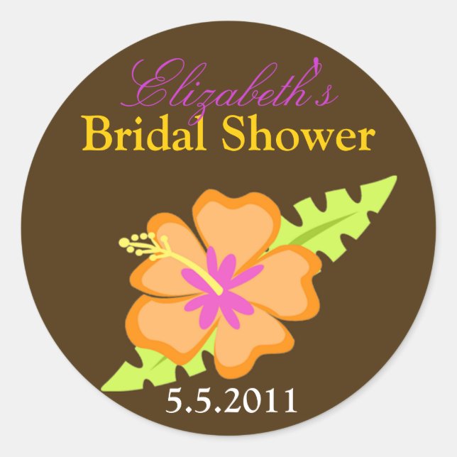 Chocolate Hibiscus Customisable Favour Stickers (Front)