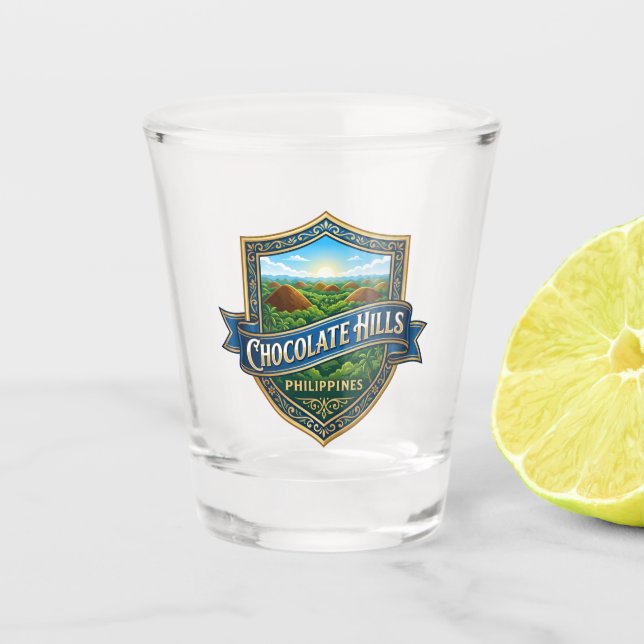 Chocolate Hills Philippines Shot Glass (Front)