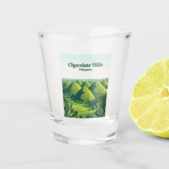 Chocolate Hills Philippines Shot Glass (Front)