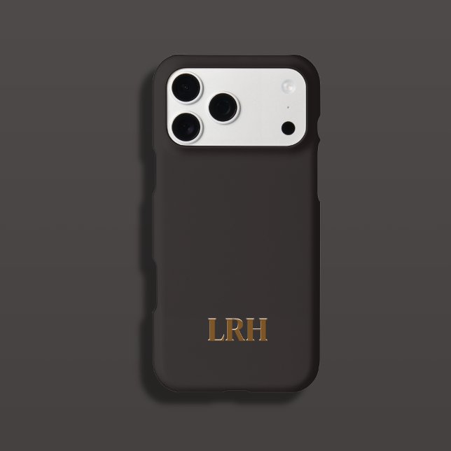 Chocolate Honey Minimalist Initial Monogram  iPhone Case (Dark Brown Monogram Inital Phone Case
)
