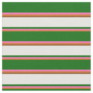 Chocolate, Hot Pink, Dark Green, White, and Brown Fabric