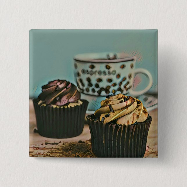 Chocolate ice cream 15 cm square badge (Front)