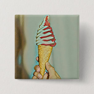 Chocolate ice cream 15 cm square badge