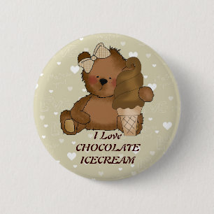 Chocolate Ice Cream Bear Button