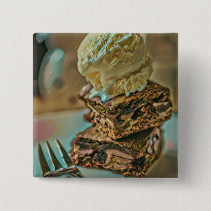 Chocolate ice cream cake 15 cm square badge