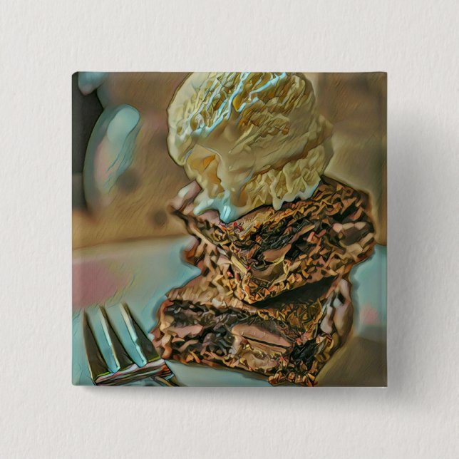 Chocolate ice cream cake 15 cm square badge (Front)