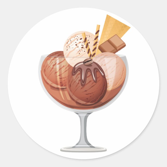 Chocolate Ice Cream Classic Round Sticker (Front)