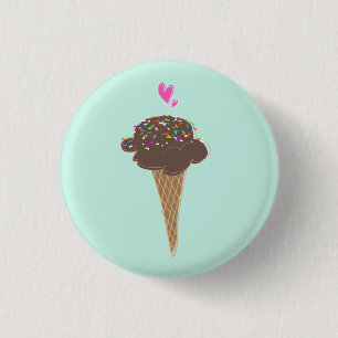 Chocolate Ice Cream Cone   3 Cm Round Badge