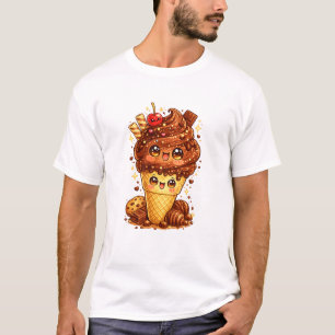 Chocolate Ice Cream Cone Kawaii T-Shirt