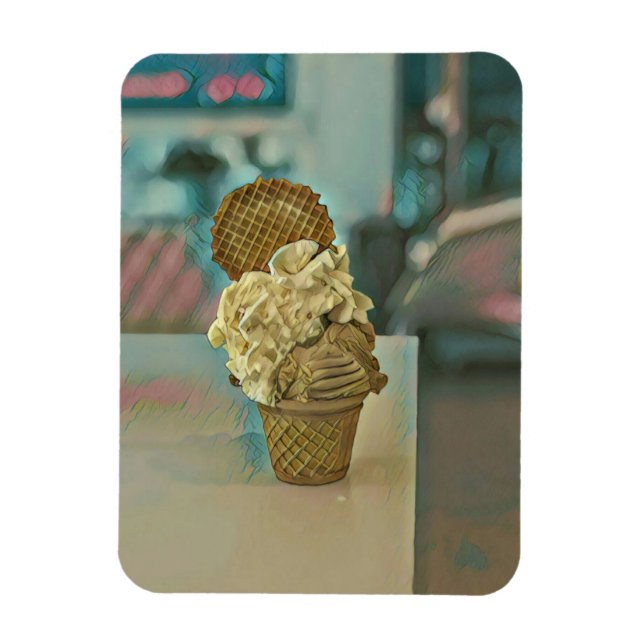 Chocolate ice cream cone magnet (Vertical)