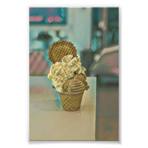 Chocolate ice cream cone photo print
