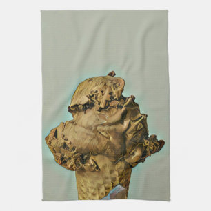 Chocolate ice cream cone tea towel