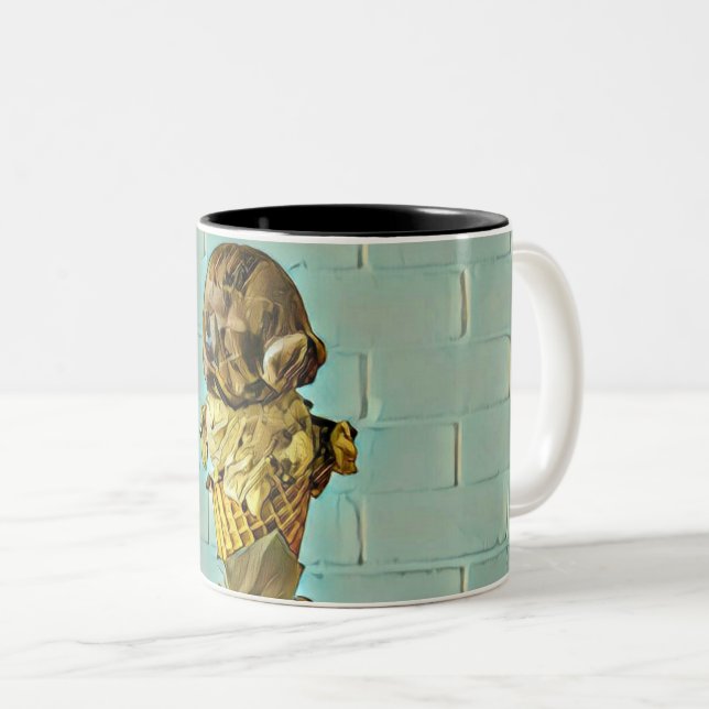 Chocolate ice cream cone Two-Tone coffee mug (Front Right)