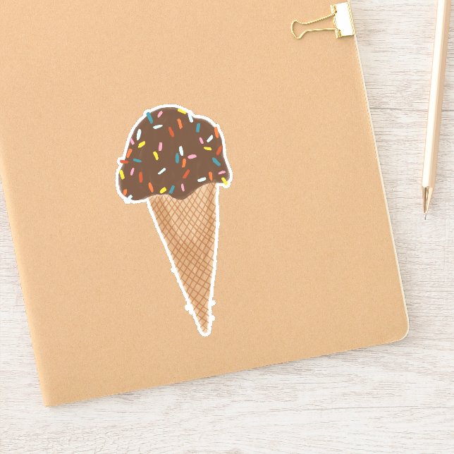 Chocolate Ice Cream Cone w Sprinkles Illustration (Notebook)