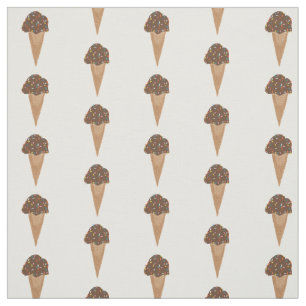 Chocolate Ice Cream Cones Pattern Fabric