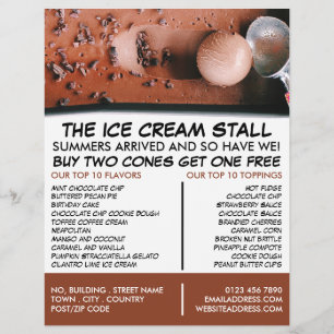 Chocolate Ice Cream, Ice Cream Parlour Advertising Flyer