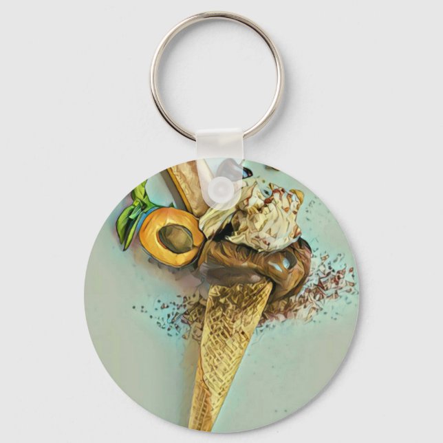 Chocolate ice cream lover gift key ring (Front)