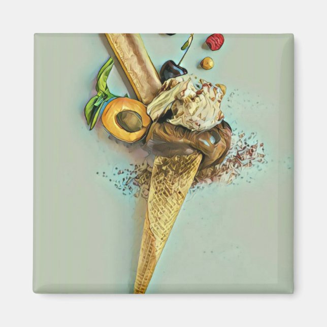 Chocolate ice cream lover gift magnet (Front)