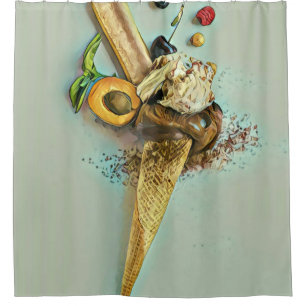Chocolate ice cream lover gift shower curtain