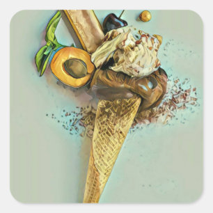 Chocolate ice cream lover gift square sticker