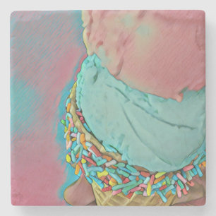 Chocolate ice cream lover gift stone coaster