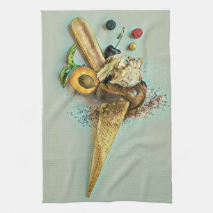 Chocolate ice cream lover gift tea towel