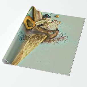 Chocolate ice cream lover gift wrapping paper
