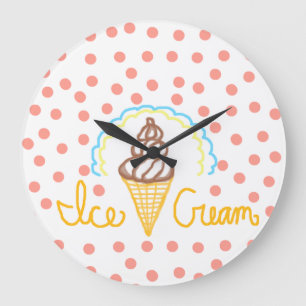 Chocolate Ice Cream Polka Dots Dream Large Clock