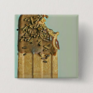 Chocolate ice cream popsicle 15 cm square badge