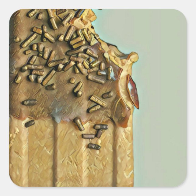 Chocolate ice cream popsicle square sticker (Front)