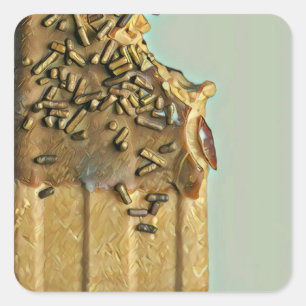 Chocolate ice cream popsicle square sticker
