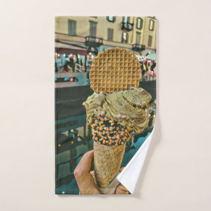 Chocolate ice cream sprinkles hand towel
