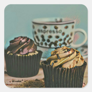 Chocolate ice cream square sticker