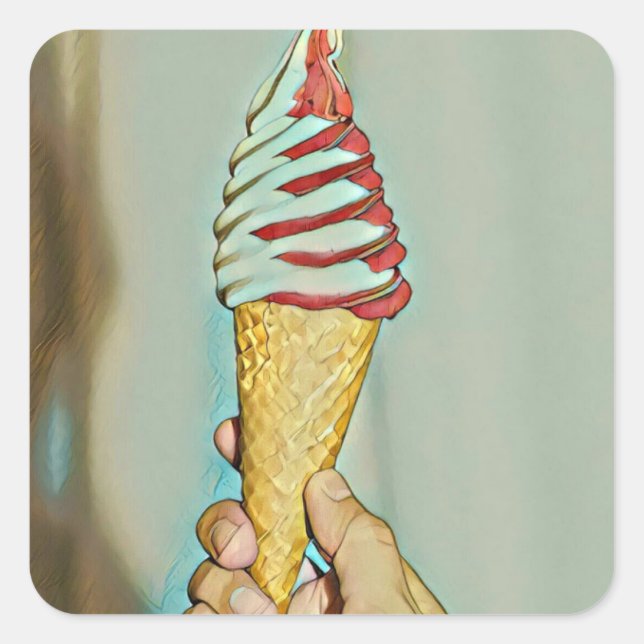 Chocolate ice cream square sticker (Front)