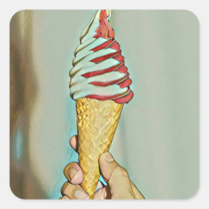Chocolate ice cream square sticker