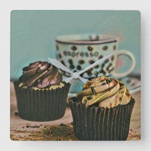 Chocolate ice cream square wall clock