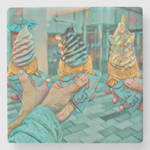 Chocolate ice cream stone coaster