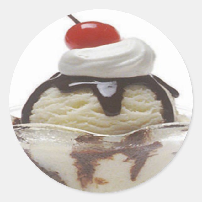 Chocolate Ice Cream Sundae Classic Round Sticker (Front)