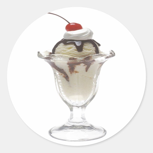 Chocolate Ice Cream Sundae Classic Round Sticker (Front)