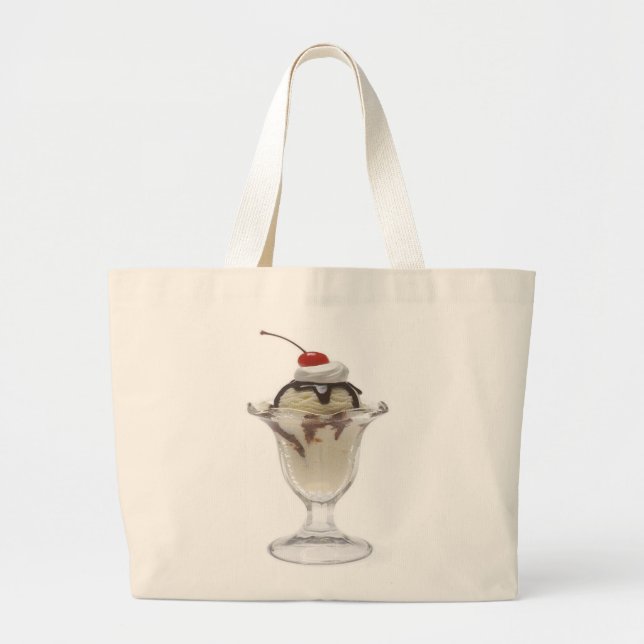 Chocolate Ice Cream Sundae Large Tote Bag (Front)