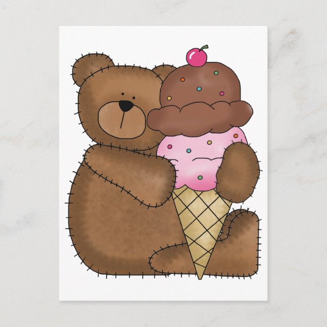 Chocolate Ice Cream Teddy Postcard (Front)
