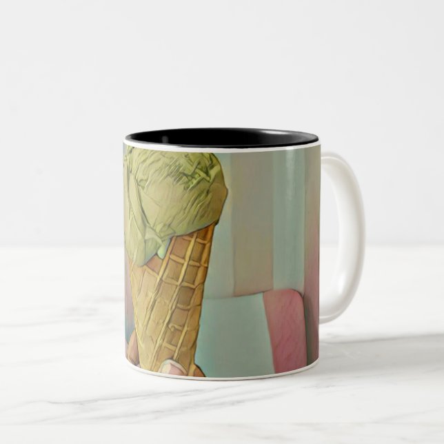 Chocolate ice cream Two-Tone coffee mug (Front Right)