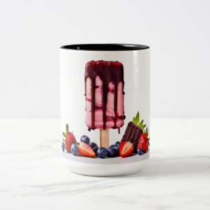 chocolate ice cream with berries Two-Tone coffee mug