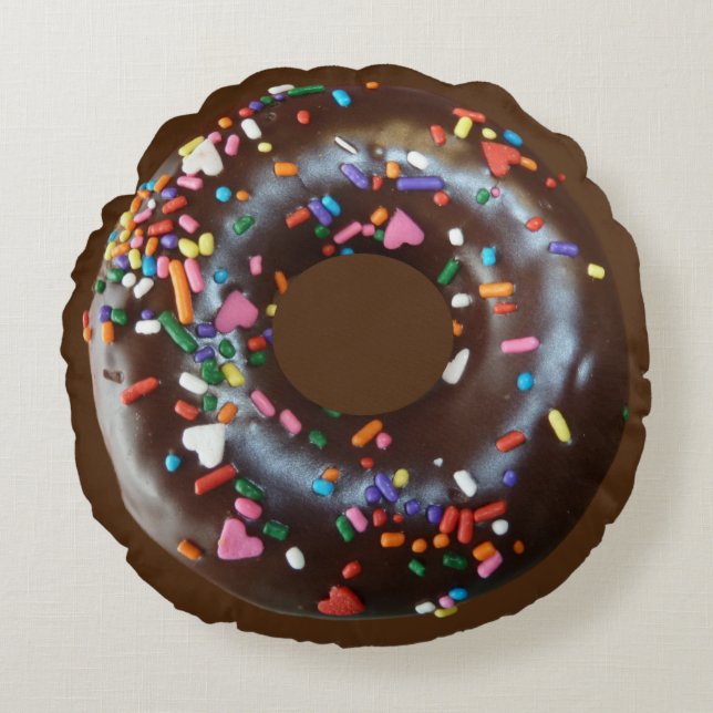 Chocolate Icing Doughnut Round Pillow (Front)