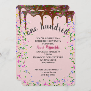Chocolate Icing With Sprinkles for 100th Birthday Invitation
