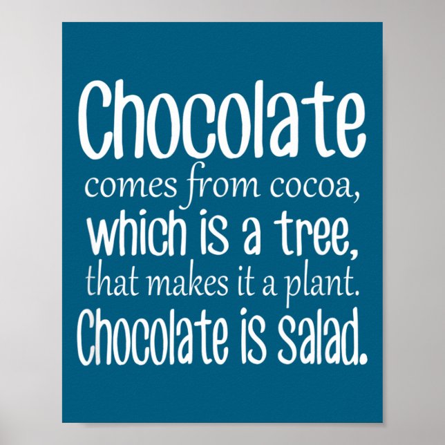 Chocolate Is Salad Funny Diet Quote  Poster (Front)