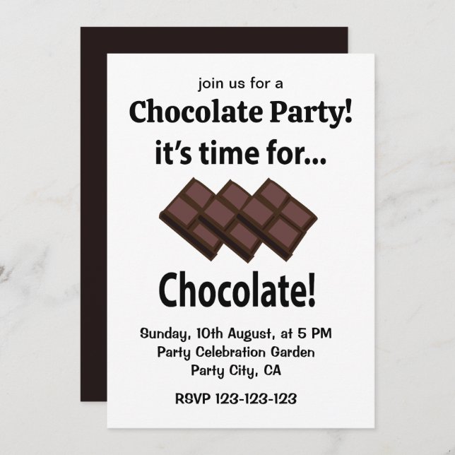 Chocolate It's Time For Chocolate Party Invitation (Front/Back)